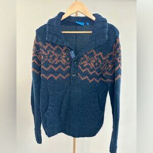 Matinique Dilley Wool Blend Knit Sweater Navy Blue Front Pocket Men's Medium
